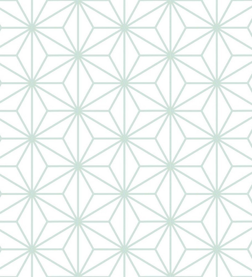 Papel pintado geométrico moderno blanco y verde agua  Antares Cosmic 125826