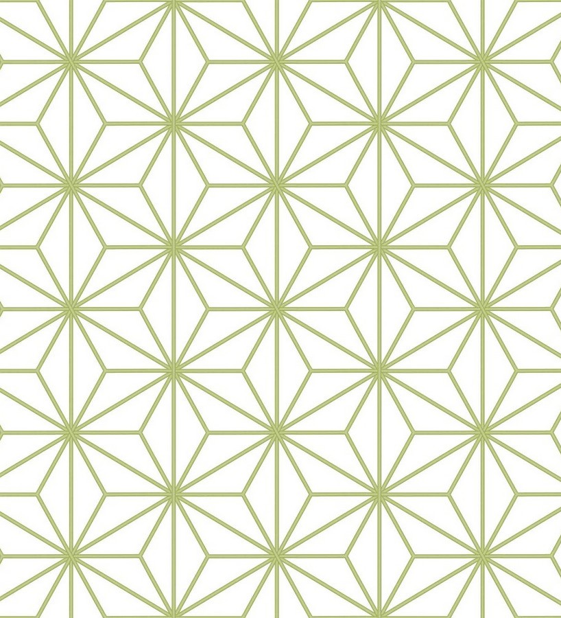 Papel pintado geométrico moderno blanco y verde Antares Cosmic 125827
