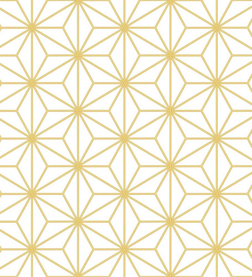 Papel pintado geométrico moderno blanco y dorado Antares Cosmic 125828