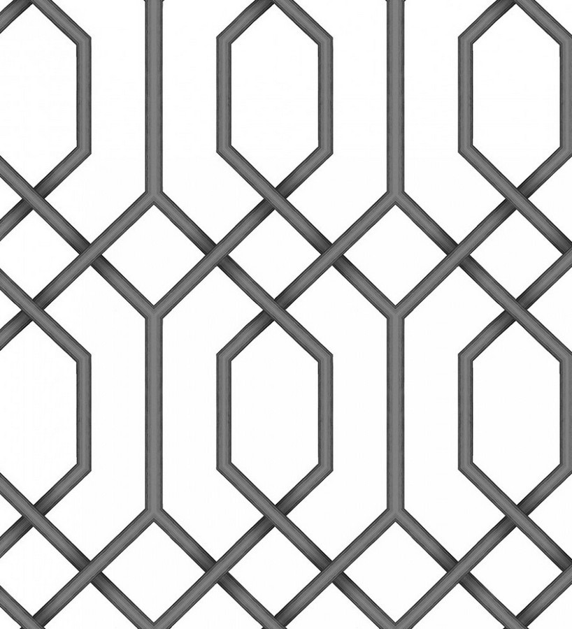 Papel pintado celosía negra geométrica estilo moderno Hexagon Modern 125832