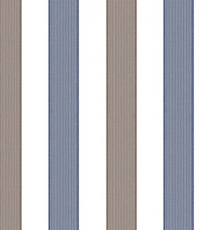 Papel pintado rayas modernas blanco, azul y marrón Raya Messina 125859