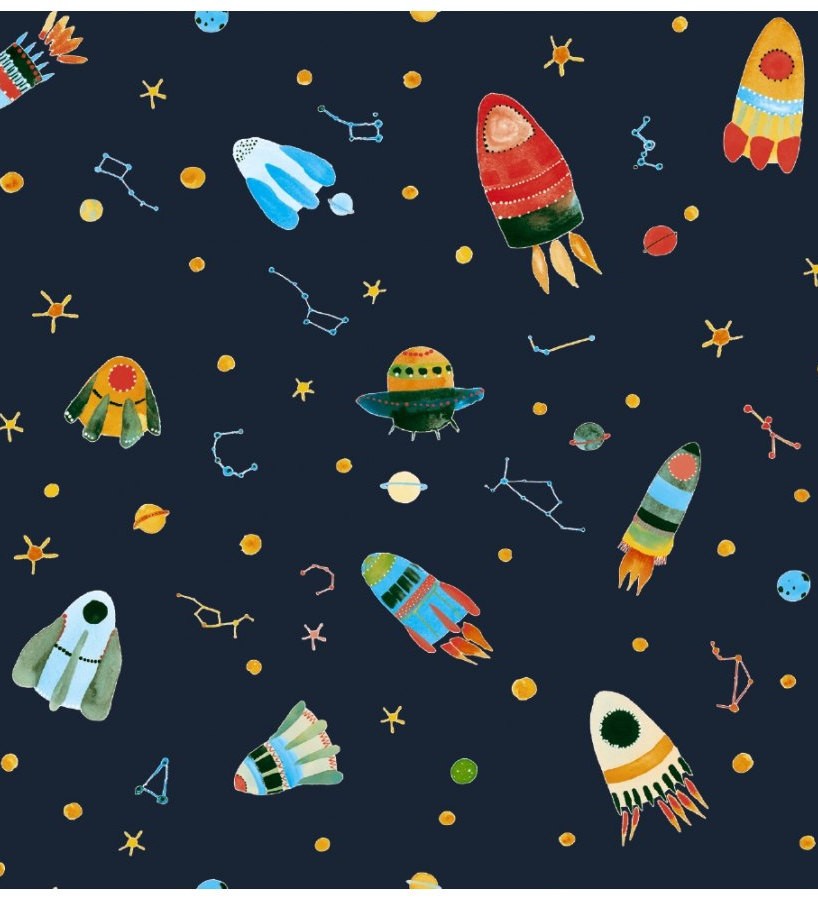 Papel pintado infantil cohetes espaciales Funny Rockets 125910