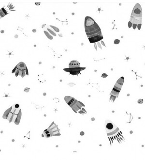 Papel pintado infantil cohetes espaciales Funny Rockets 125911