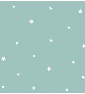 Papel pintado estrellas blancas pequeñas y fondo turquesa Mystery Stars 125929