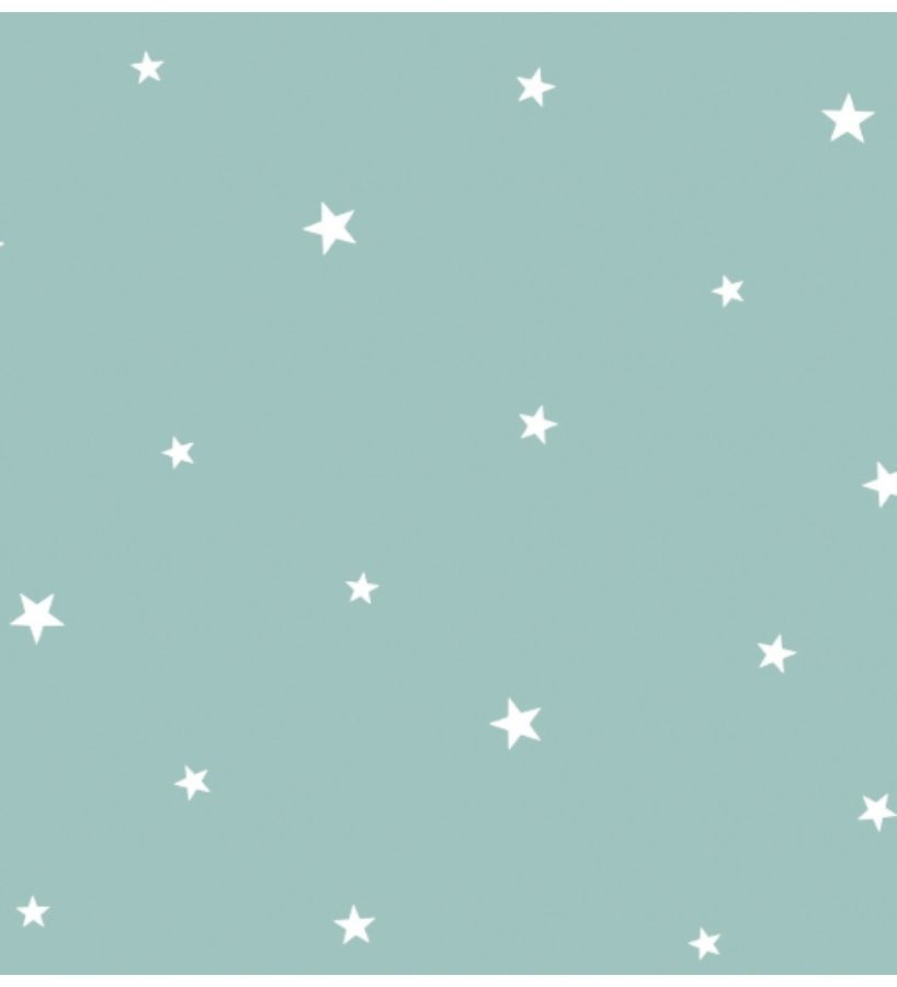 Papel pintado estrellas blancas pequeñas y fondo turquesa Mystery Stars 125929