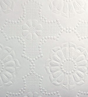 Papel pintado blanco de flores repintable texturizado de alto relieve Agar Texture 123155