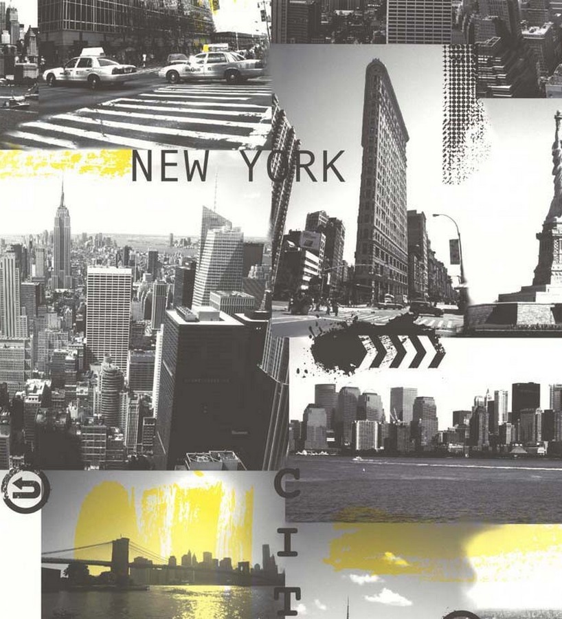 debate En la mayoría de los casos Lijadoras Papel pintado collage motivos de Nueva York - New York Sunrise 123213