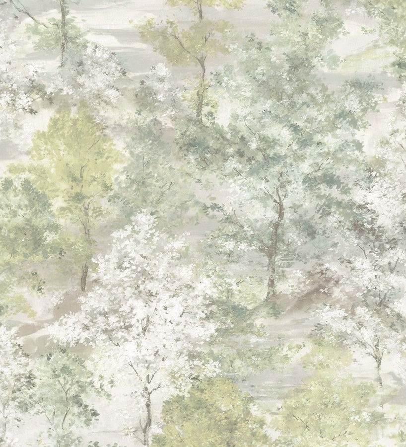 Papel pintado árboles de acuarela en tonos verdes Norman Forest 124193