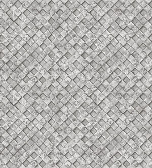 Papel pintado rejilla metálica gris Orson Wall 124385