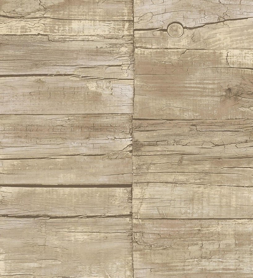 Papel pintado listones desiguales de madera desgastada marrón claro Oporto Wood 124386