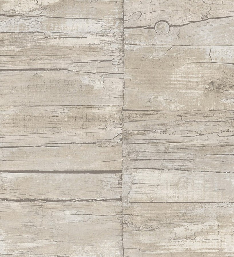 Papel pintado listones desiguales de madera desgastada en tonos claros Oporto Wood 124387