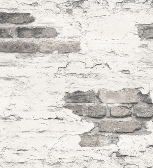 Papel pintado muro de ladrillo blanco desgastado Morris Street 124399