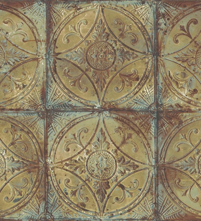Papel pintado mosaico metálico tonos cobre Halim Mosaic 124421