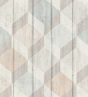 Papel pintado cubos de colores 3D Porvoo Wood 125223