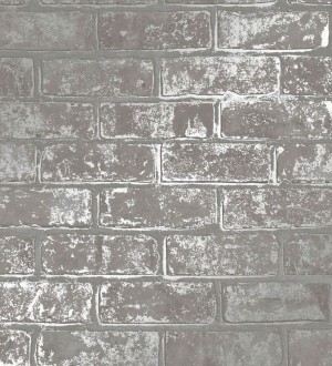 Papel pintado muro de ladrillo gris con detalles en tonos metalizados Talbot Street 680105