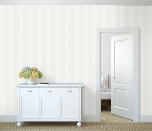 Papel pintado rayas metalizadas blancas Raya Torino 679259