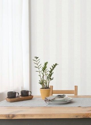 Papel pintado rayas metalizadas blancas Raya Torino 679259