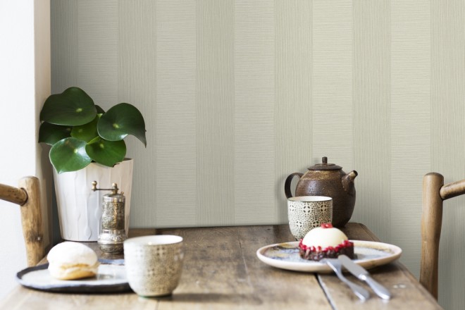 Papel pintado rayas metalizadas tonos crema Raya Torino 679260