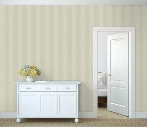 Papel pintado rayas metalizadas tonos crema Raya Torino 679260