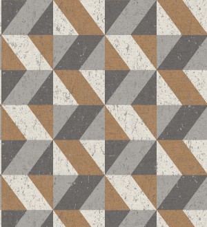 Papel pintado rombos geométricos zig zag cobre, beige y gris Kepler 679265