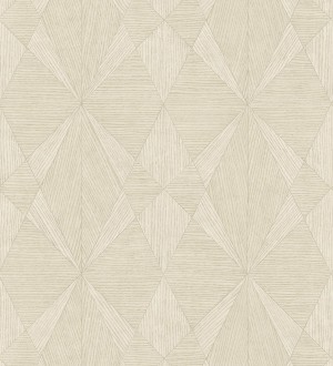 Papel pintado geométrico texturizado con vetas de madera tonos beige Copernico 679285
