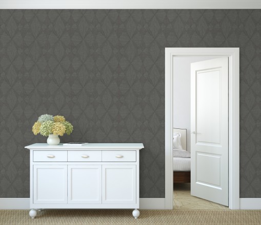Papel pintado geométrico texturizado con vetas de madera gris Copernico 679287