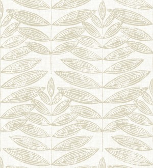 Papel pintado hojas beige de estilo nórdico Quebec Leaves 679392