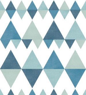 Papel pintado rombos y triángulos estilo nórdico tonos azules y turquesas Hans Metrix 679421