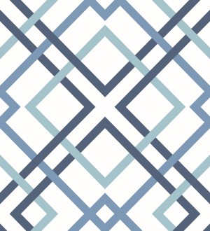 Papel pintado geométrico cuadros entrelazados estilo nórdico tonos azules Copenhagen 679554