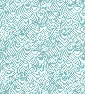 Papel pintado inspirado en las olas del mar en tonos celeste turquesa Rolling Waves 679742
