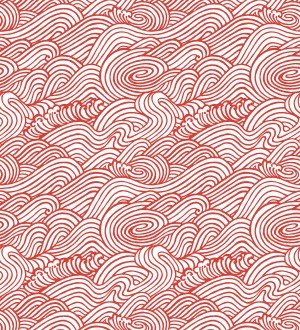 Papel pintado inspirado en las olas del mar en tonos rojos Rolling Waves 679743