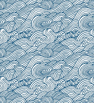 Papel pintado inspirado en las olas del mar en tonos azules Rolling Waves 679745