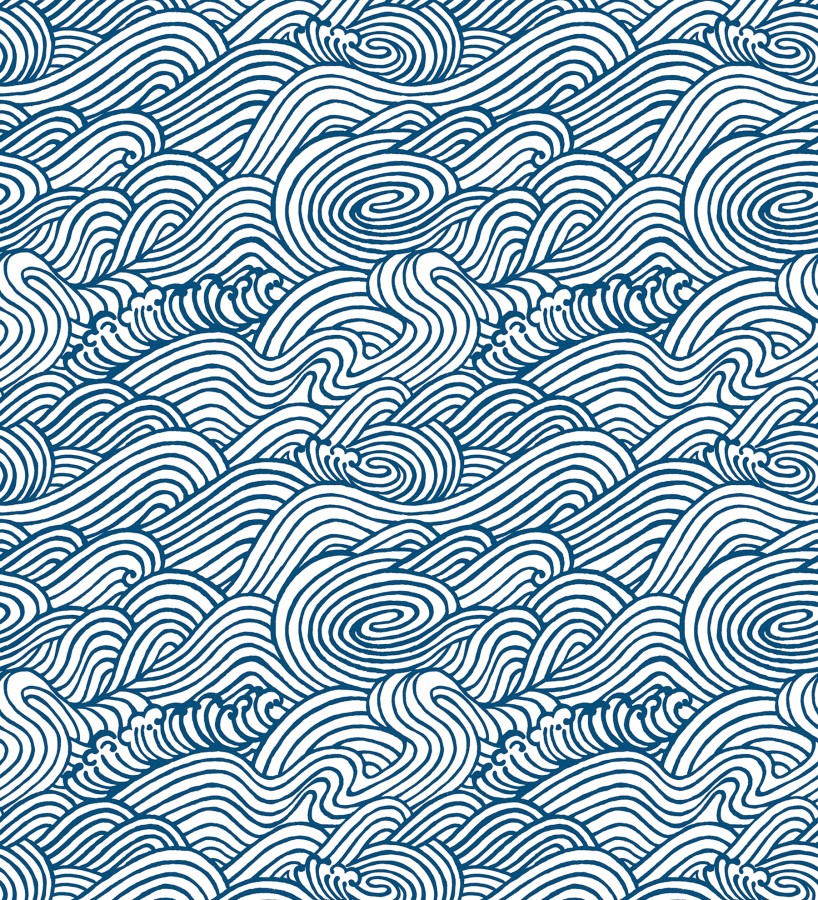 Papel pintado inspirado en las olas del mar en tonos azules Rolling Waves 679745