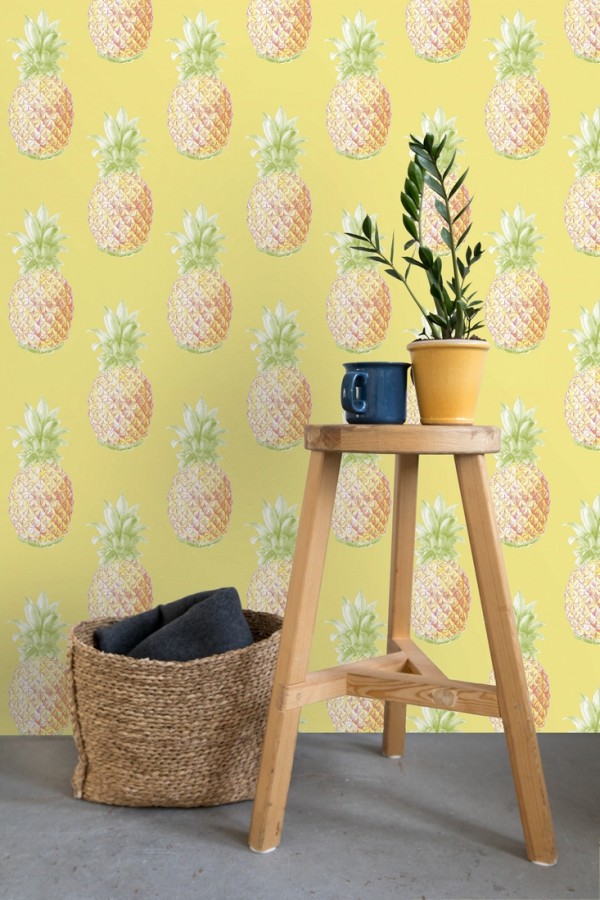 Papel pintado de piñas amarillas estilo tropical Tropical Fruit 679751