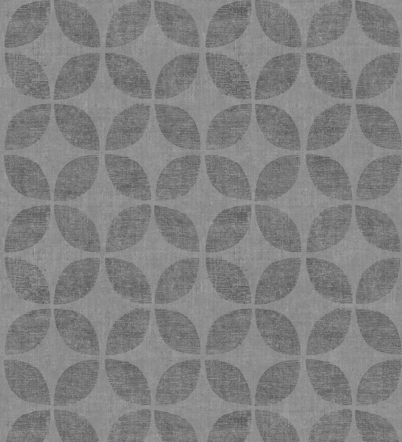 Papel pintado geométrico de círculos entrelazados tono gris oscuro Clarkson 679793