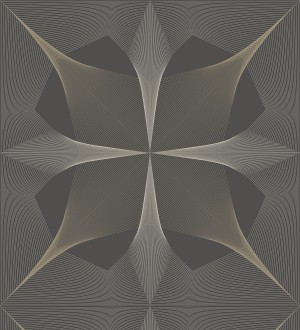 Papel pintado de dibujo fractal tonos bronce metalizado fondo gris mate Edison House 679806