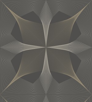 Papel pintado de dibujo fractal tonos bronce metalizado fondo gris mate Edison House 679806