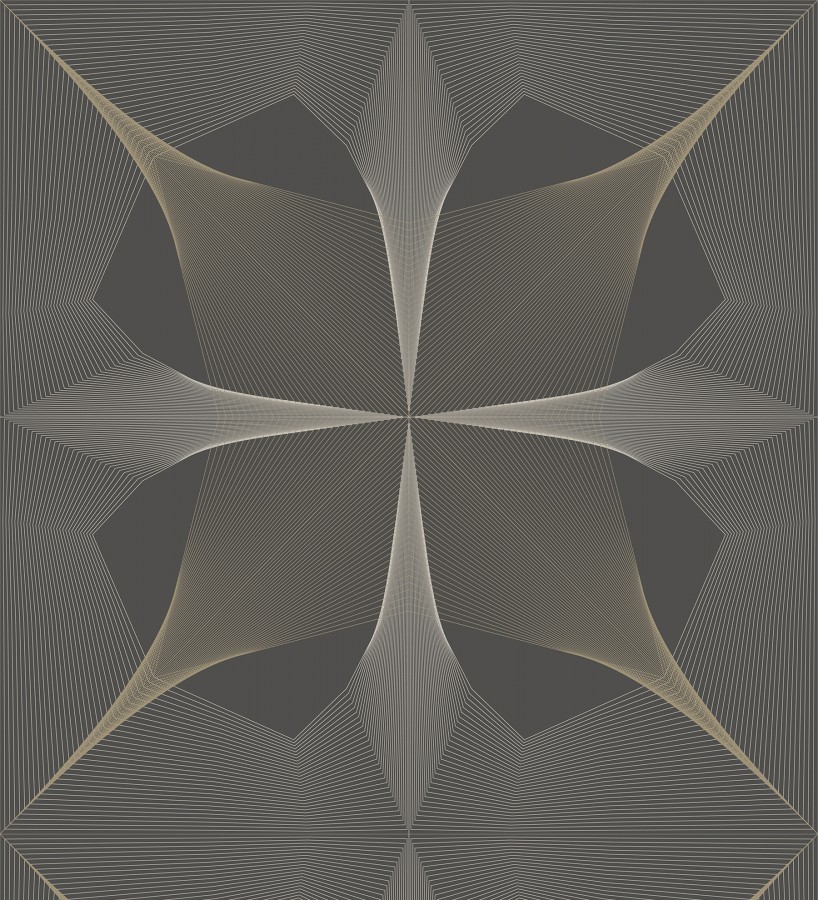 Papel pintado de dibujo fractal tonos bronce metalizado fondo gris mate Edison House 679806