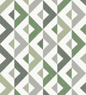 Papel pintado geométrico efecto textil tonos verdes Geometric House 679824