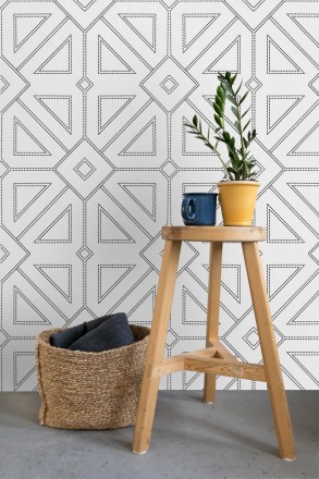 Papel pintado geométrico lujoso con incrustaciones de cristales de gel Cooper Place 679843