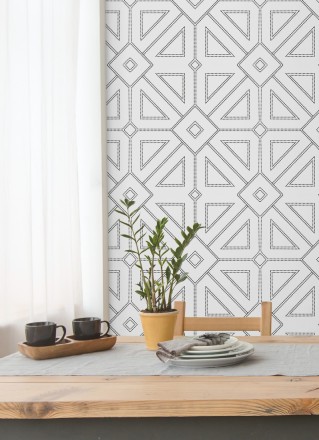 Papel pintado geométrico lujoso con incrustaciones de cristales de gel Cooper Place 679843