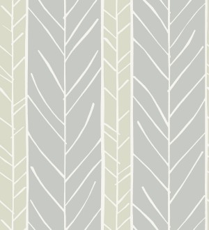 Papel pintado de rayas con dibujo de ramas estilo nórdico Winter Forest 680604