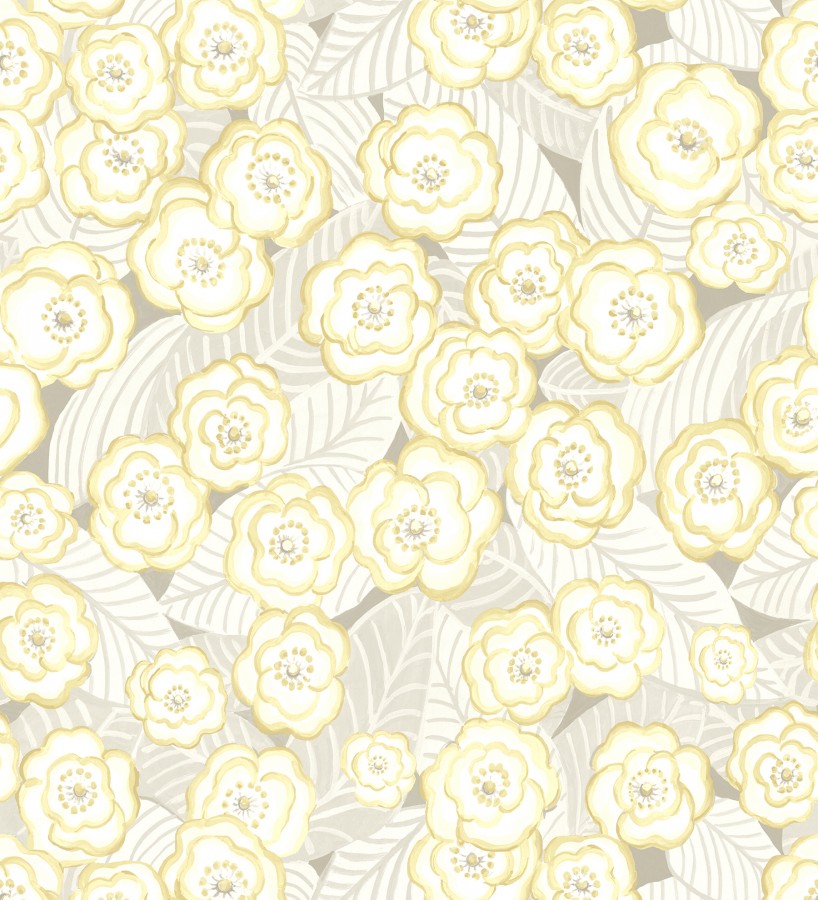 Papel pintado de flores amarillas sobre fondo gris Helen Flowers 680621
