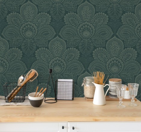 Papel pintado de flores grandes estilo hindú Cardiff Flowers 680711