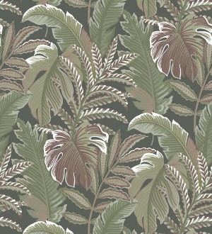 Papel pintado con dibujos de hojas tropicales Palmer Hill 680741