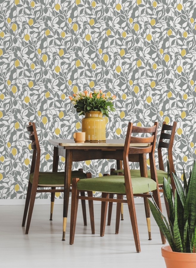 Papel pintado hojas y limones estilo pop art Lemon Garden 680789
