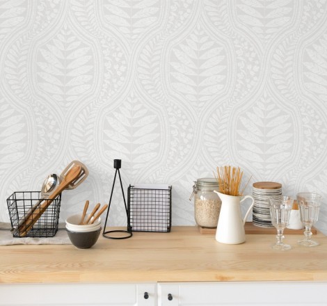 Papel pintado gran damasco con hojas hindú Scandi Palace 680862