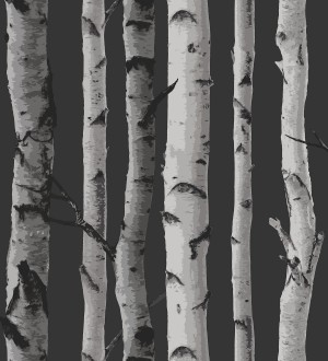 Papel pintado tronco de árboles de estilo nórdico color negro Nordic Forest 680892