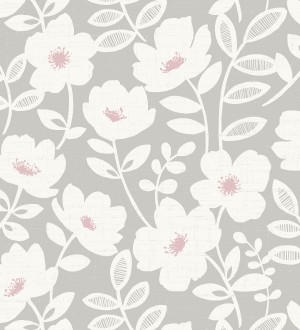 Papel pintado de flores blancas fondo gris Capitol Garden 680942