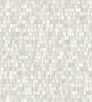 Papel pintado mosaico tonos blancos efecto madera Nantes Stone 679337